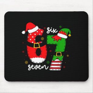 Funny Six Seven 67 Meme 6 7 Elf Santa Christmas Pa Mouse Mat