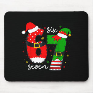 Funny Six Seven 67 Meme 6 7 Elf Santa Christmas Pa Mouse Mat