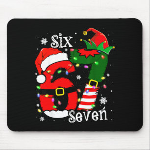 Funny Six Seven 67 Meme 6 7 Elf Santa Christmas Pa Mouse Mat
