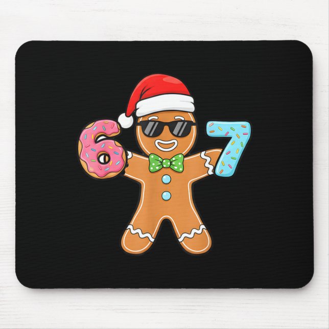 Funny Six Seven 67 Meme 6 7 Gingerbread Christmas  Mouse Mat (Front)