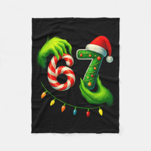 Funny Six Seven 67 Meme 6 7 Santa Christmas Brainr Fleece Blanket