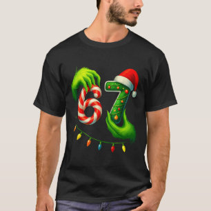 Funny Six Seven 67 Meme 6 7 Santa Christmas Brainr T-Shirt