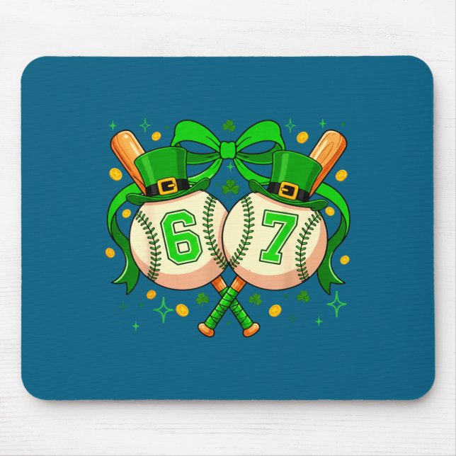 Funny Six Seven 67 Meme Baseball Mouse Mat (Front)