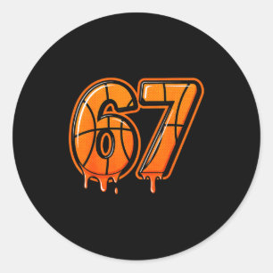 Funny Six Seven 67 Meme Gen Alpha 67 Basketball Fo Classic Round Sticker