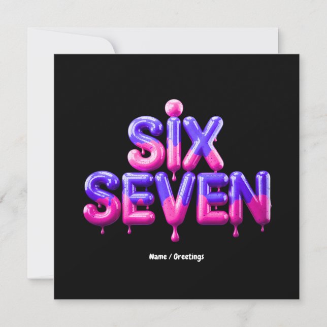 Funny Six Seven 67 Meme Gen Alpha Cool Viral Style Invitation (Front)