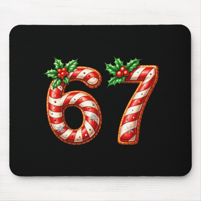 Funny Six Seven 67 Meme Gen Alpha Slang 6 7 Candy  Mouse Mat (Front)