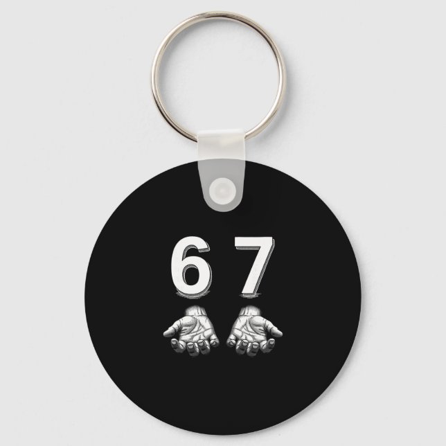 Funny Six Seven 67 Meme Gen Alpha Slang Hands  Key Ring (Front)