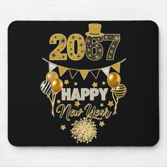 Funny Six Seven 67 Meme Happy New Year  Mouse Mat (Front)