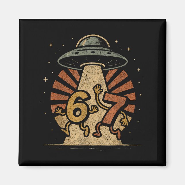 Funny Six Seven 67 Meme Internet Meme Ufo Gen Alph Magnet (Front)