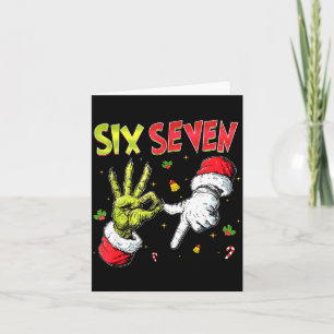 Funny Six Seven 67 Meme Monster Santa Christmas Pa Card