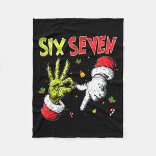 Funny Six Seven 67 Meme Monster Santa Christmas Pa Fleece Blanket