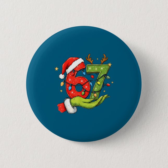 Funny Six Seven 67 Meme Santa Christmas Brainrot P 6 Cm Round Badge (Front)