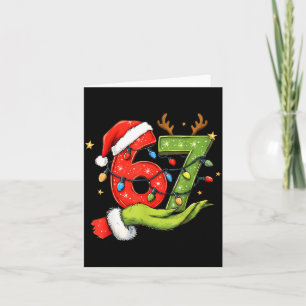 Funny Six Seven 67 Meme Santa Christmas Brainrot P Card