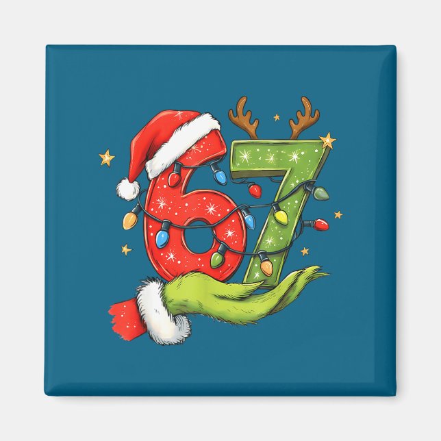 Funny Six Seven 67 Meme Santa Christmas Brainrot P Magnet (Front)