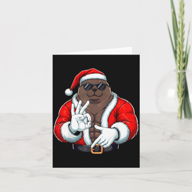 Funny Six Seven 67 Meme Seal Christmas Men Boys Te Card (Front)