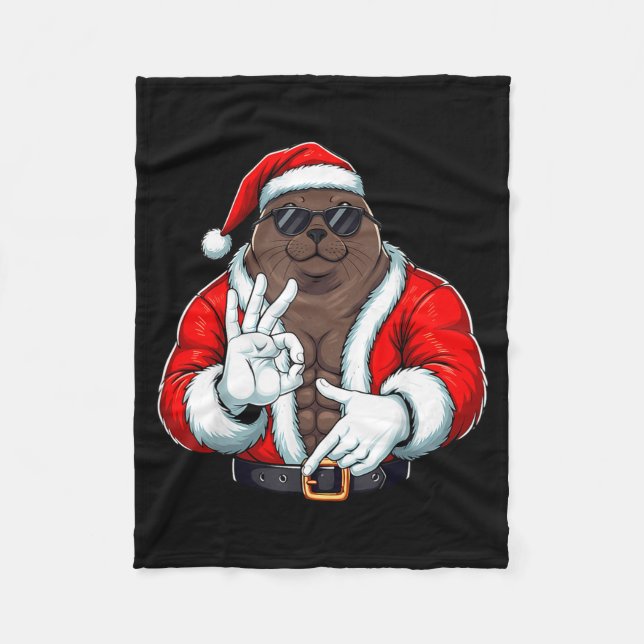 Funny Six Seven 67 Meme Seal Christmas Men Boys Te Fleece Blanket (Front)