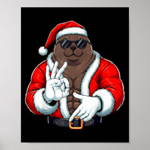 Funny Six Seven 67 Meme Seal Christmas Men Boys Te Poster