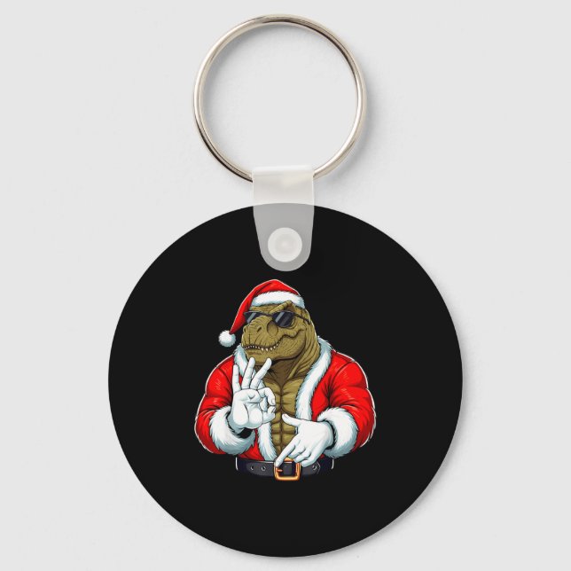 Funny Six Seven 67 Meme T-rex Christmas Men Boys T Key Ring (Front)