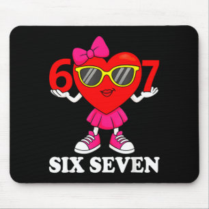 Funny Six Seven 67 Meme Valentines Day Women Girls Mouse Mat