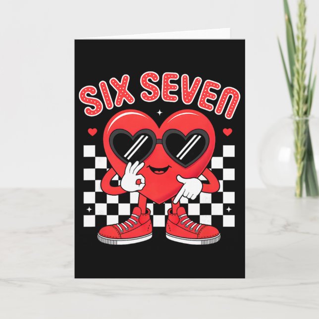 Funny Six Seven 67 Valentine Day Heart Men Boys Ki Card (Front)