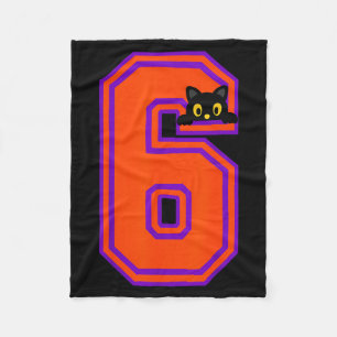 Funny Six Seven 6 7 Halloween Black Cat Teacher Fleece Blanket