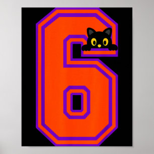Funny Six Seven 6 7 Halloween Black Cat Teacher Poster