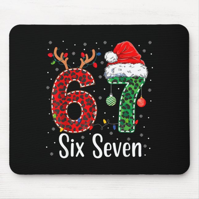 Funny Six Seven 6 7 Meme 67 Christmas Leopard Xmas Mouse Mat (Front)