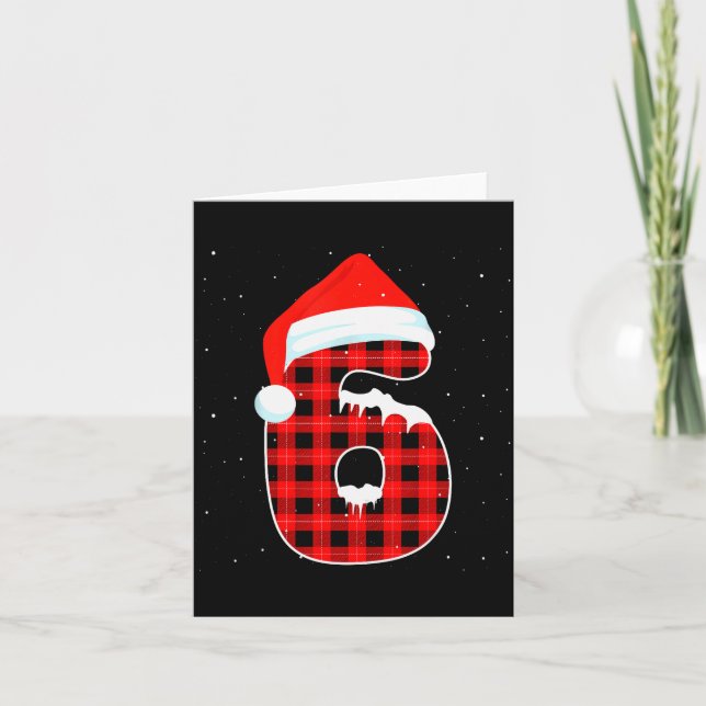 Funny Six Seven 6 7 Meme 67 Christmas Red Plaid Xm Card (Front)