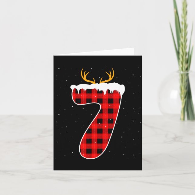 Funny Six Seven 6 7 Meme 67 Christmas Red Plaid Xm Card (Front)