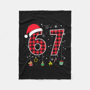 Funny Six Seven 6 7 Meme 67 Christmas Red Plaid Xm Fleece Blanket