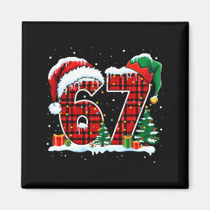 Funny Six Seven 6 7 Meme 67 Christmas Red Plaid Xm Magnet