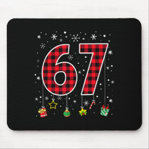 Funny Six Seven 6 7 Meme 67 Christmas Red Plaid Xm Mouse Mat