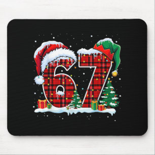Funny Six Seven 6 7 Meme 67 Christmas Red Plaid Xm Mouse Mat