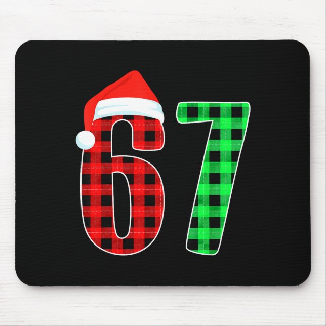 Funny Six Seven 6 7 Meme 67 Christmas Red Plaid Xm Mouse Mat (Front)