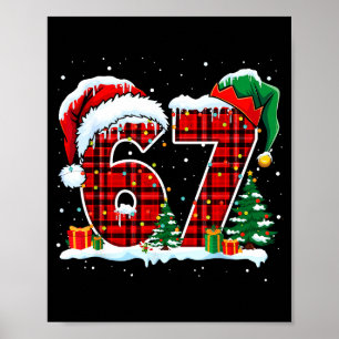 Funny Six Seven 6 7 Meme 67 Christmas Red Plaid Xm Poster
