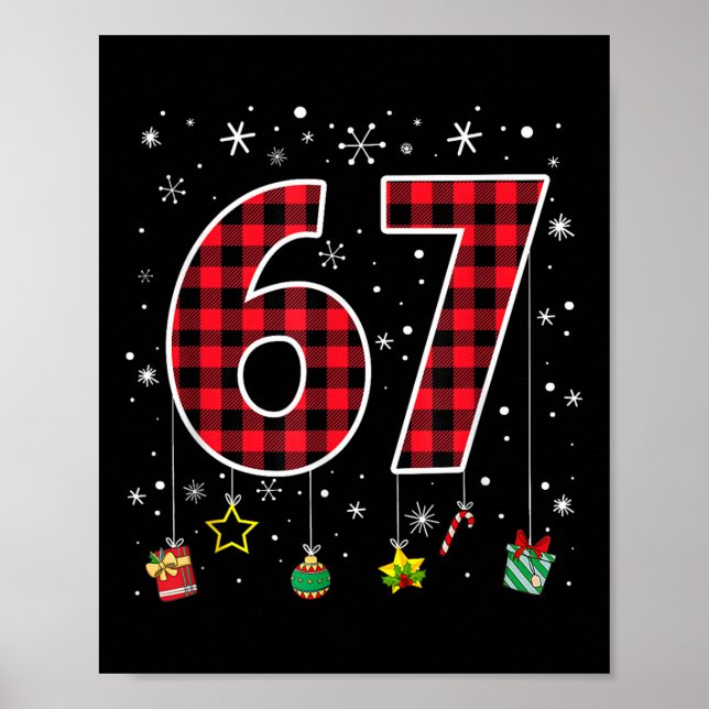 Funny Six Seven 6 7 Meme 67 Christmas Red Plaid Xm Poster (Front)