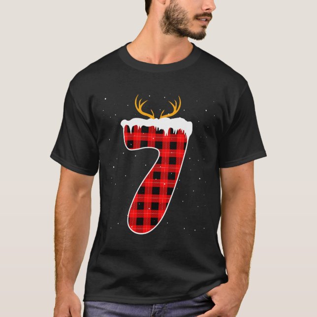 Funny Six Seven 6 7 Meme 67 Christmas Red Plaid Xm T-Shirt (Front)