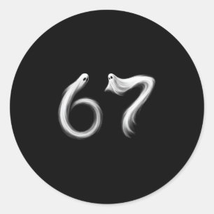 Funny Six Seven 6 7 Meme 67 Design Ghost Halloween Classic Round Sticker