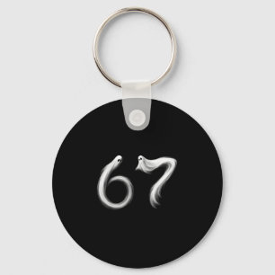 Funny Six Seven 6 7 Meme 67 Design Ghost Halloween Key Ring