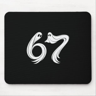 Funny Six Seven 6 7 Meme 67 Design Ghost Halloween Mouse Mat
