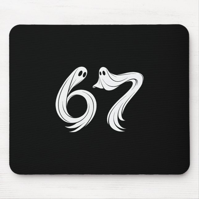 Funny Six Seven 6 7 Meme 67 Design Ghost Halloween Mouse Mat (Front)