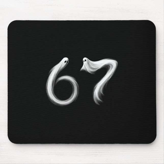 Funny Six Seven 6 7 Meme 67 Design Ghost Halloween Mouse Mat (Front)