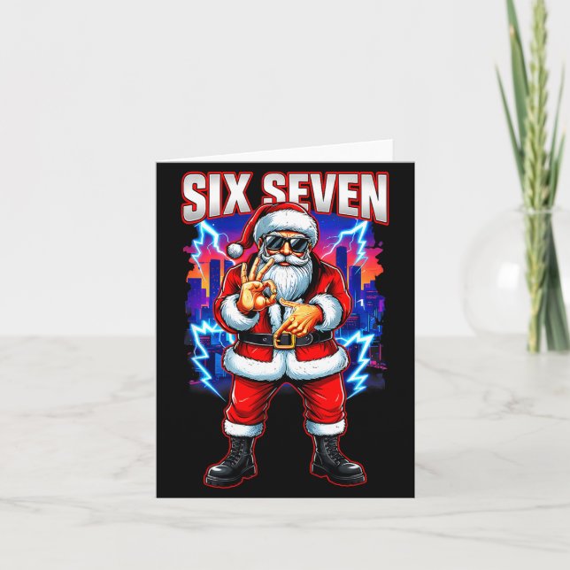 Funny Six Seven 6 7 Meme 67 Santa Christmas Men Bo Card (Front)