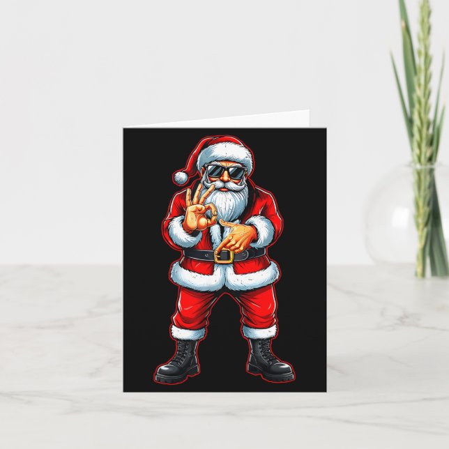Funny Six Seven 6 7 Meme 67 Santa Christmas Men Bo Card (Front)