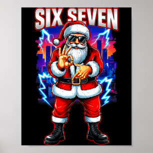 Funny Six Seven 6 7 Meme 67 Santa Christmas Men Bo Poster