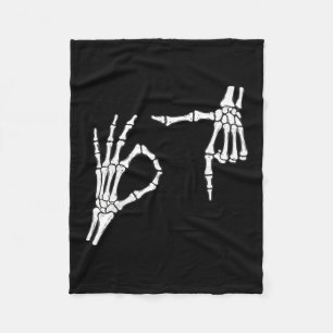 Funny Six Seven 6 7 Meme 67 Skeleton Hand Hallowee Fleece Blanket
