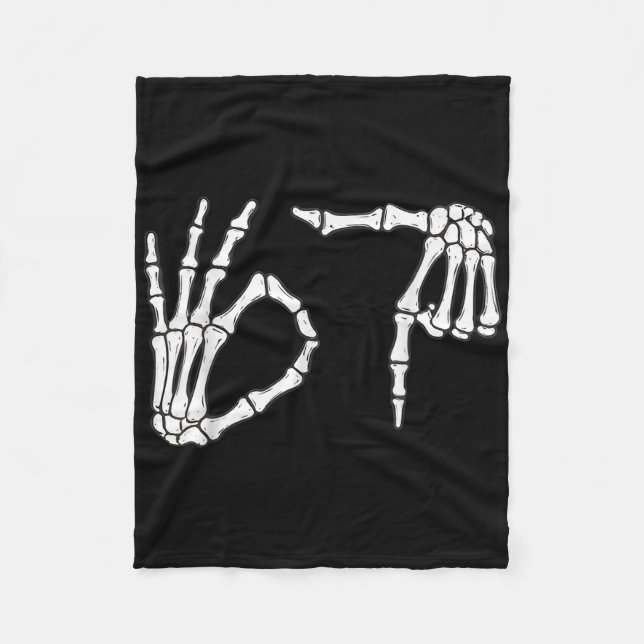 Funny Six Seven 6 7 Meme 67 Skeleton Hand Hallowee Fleece Blanket (Front)