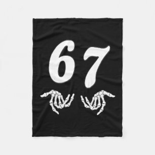 Funny Six Seven 6 7 Meme 67 Skeleton Hand Hallowee Fleece Blanket