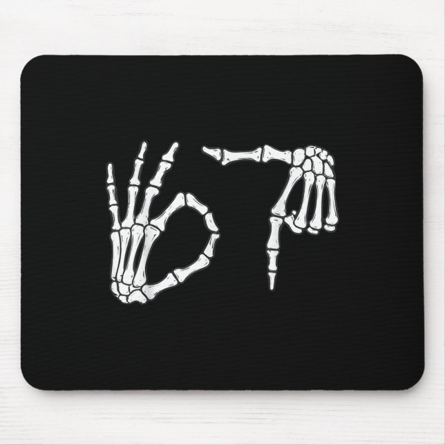 Funny Six Seven 6 7 Meme 67 Skeleton Hand Hallowee Mouse Mat (Front)