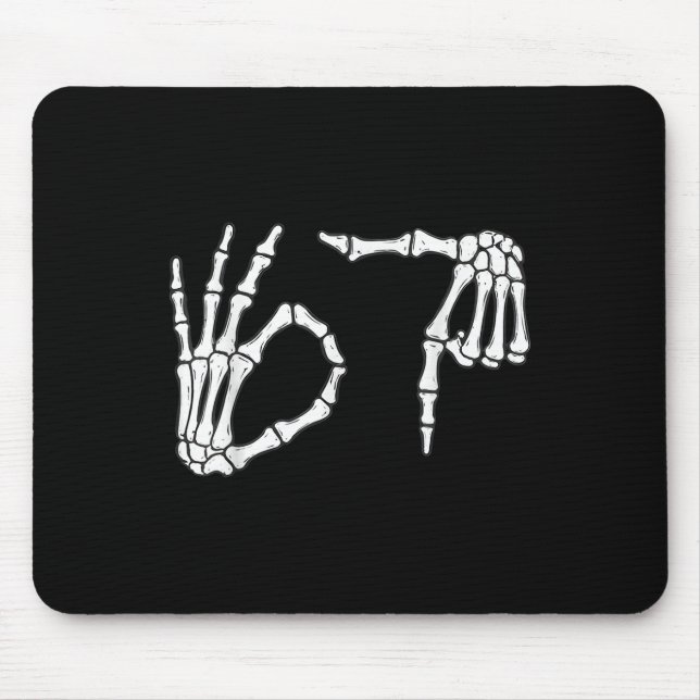 Funny Six Seven 6 7 Meme 67 Skeleton Hand Hallowee Mouse Mat (Front)
